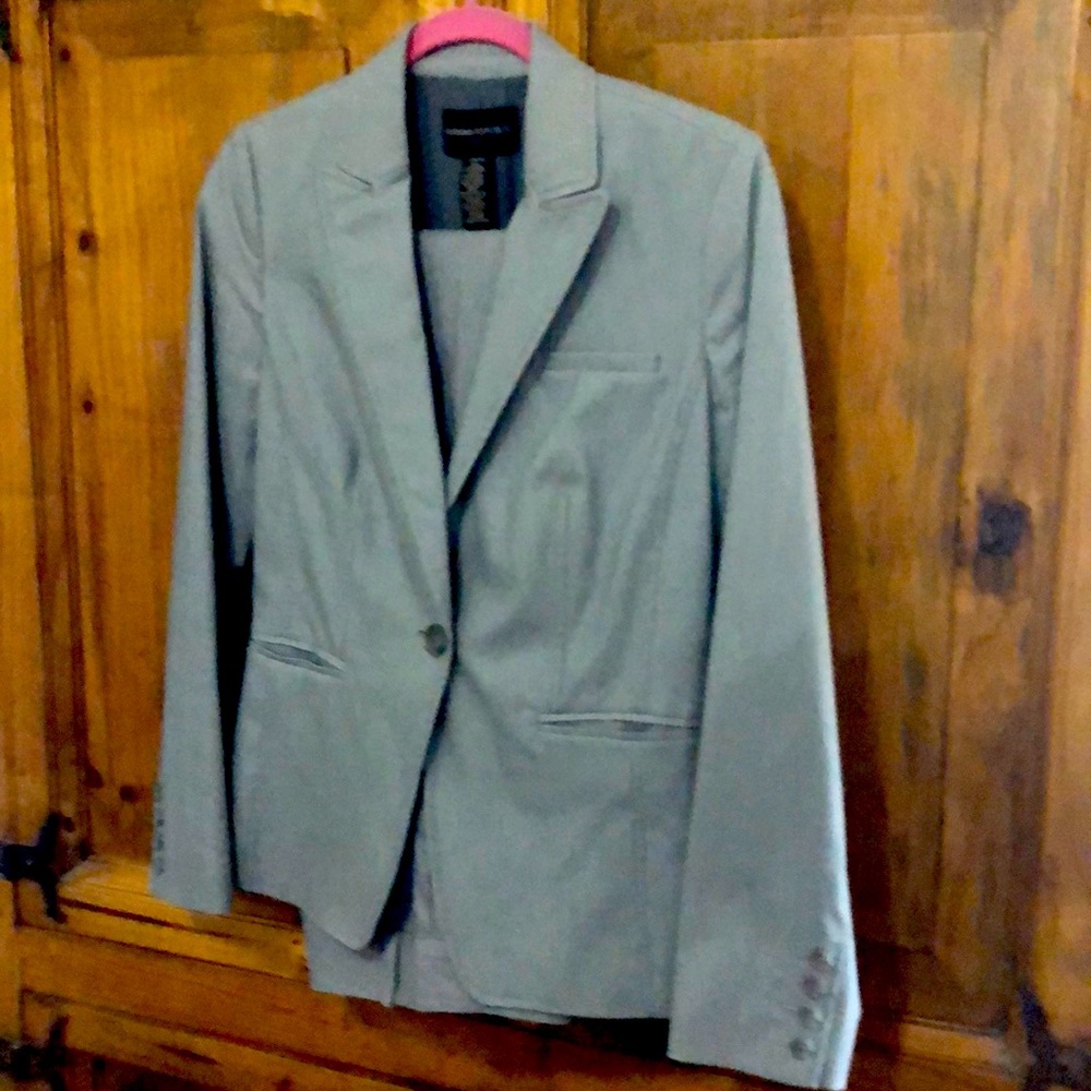 Light gray, pin striped Banana Republic pant suit.